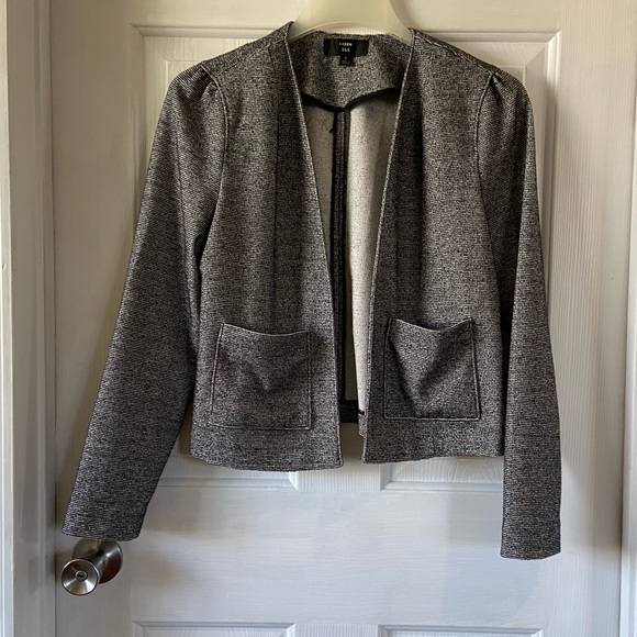 J. Crew 365 Cropped Jacket Open Black Marled Size Small - Picture 1 of 5
